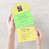 Gelbgrün-Mindestsommerpaar-Foto All In One Einladung (Abreißen)