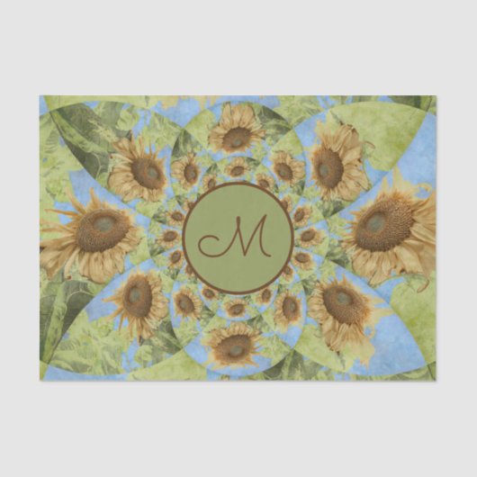 Gelbgrün-Monogramm Seidenpapier (Vorderseite)