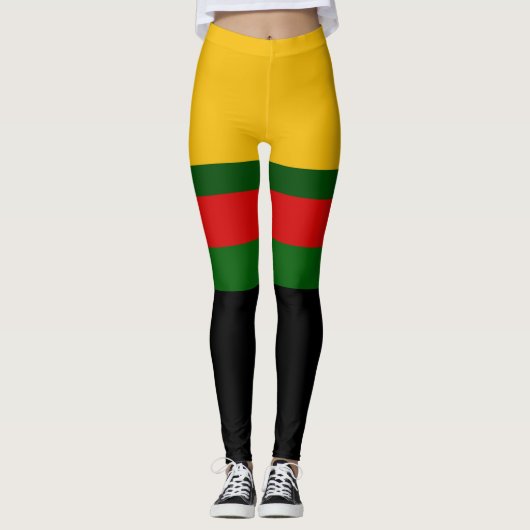 Gelbgrün-schwarz-Blockdesign Leggings (Vorderseite)
