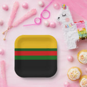 Gelbgrün-schwarz-Blockdesign Pappteller (Party)