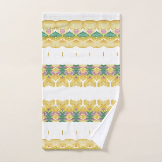 Gelbgrün und rosa Gemustert Badhandtuch Set (Handtuch)