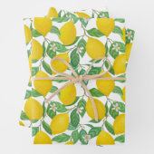 Gelbgrün-weißes Zitronenmuster Geschenkpapier Set (Beispiel)
