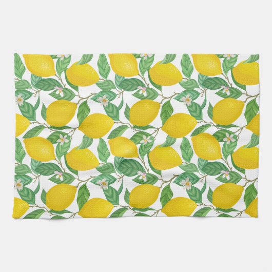 Gelbgrün-weißes Zitronenmuster Geschirrtuch (Horizontal)