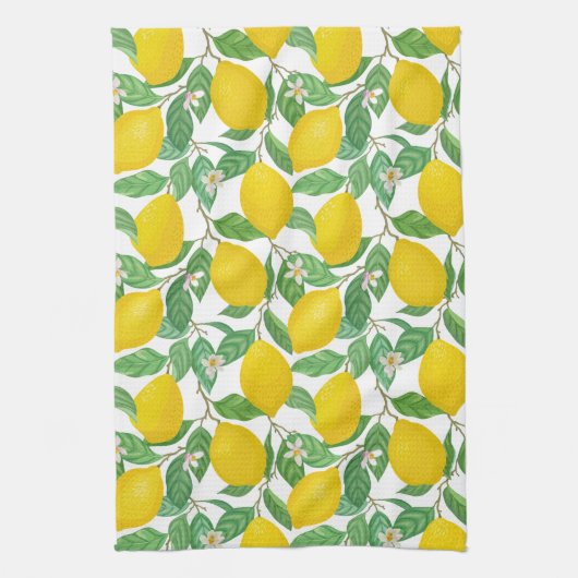 Gelbgrün-weißes Zitronenmuster Geschirrtuch (Vertikal)