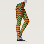 Gelbgrün Zickzack Modernes Leder Leggings (Rechts)
