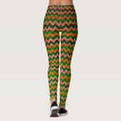 Gelbgrün Zickzack Modernes Leder Leggings (Rückseite)