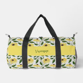 Gelbgrüne Aquarell-Wildblumen-Monogramm Duffle Bag (Vorderseite)