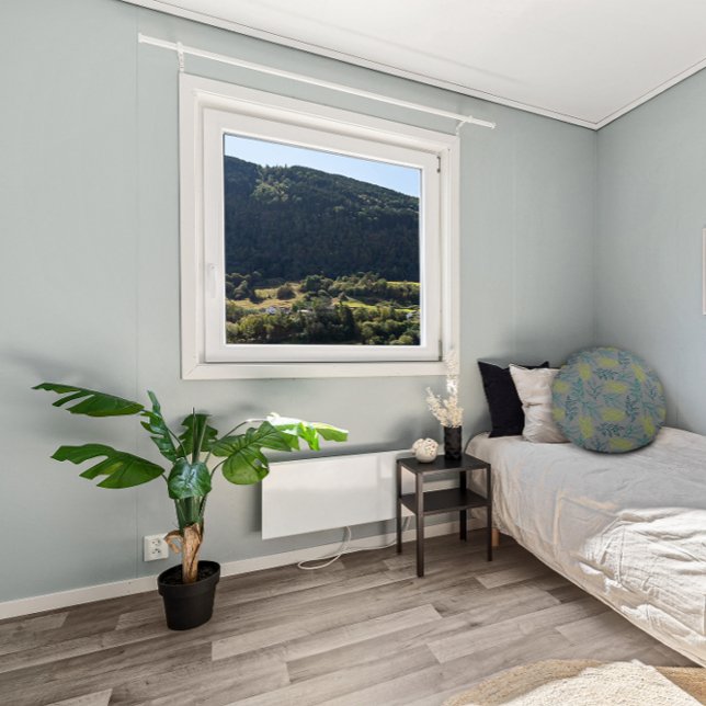 Gelbgrüne Blätter, grau Rundes Kissen (Von Creator hochgeladen)