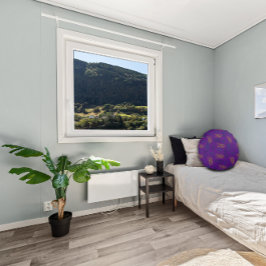 Gelbgrüne Blätter lila Rundes Kissen