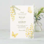 Gelbgrüne Blumenhochzeit Einladung (Stehend Vorderseite)