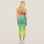 Gelbgrüne Farbe Capri Leggings (Rückseite)