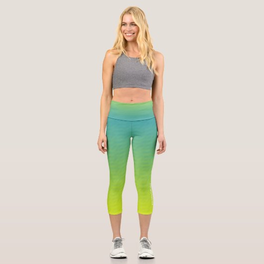 Gelbgrüne Farbe Capri Leggings (Vorderseite)