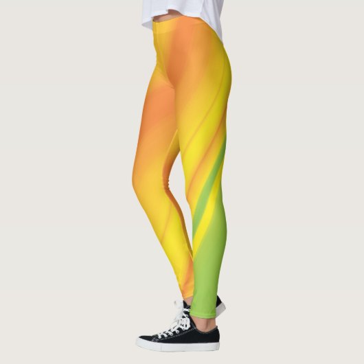 Gelbgrüne Farbe mit Hintergrund Leggings (Links)