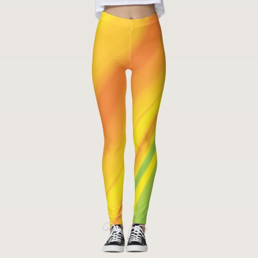 Gelbgrüne Farbe mit Hintergrund Leggings (Vorderseite)