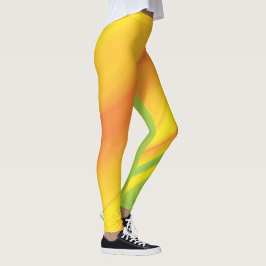 Gelbgrüne Farbe mit Hintergrund Leggings (Rechts)