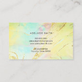 Gelbgrüne Farbtöne aus flüssigem Marmor Visitenkarte (Rückseite)