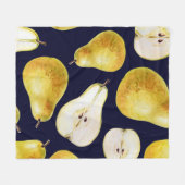 Gelbgrüne ganze reife Birne auf schwarzem Hintergr Fleecedecke (Vorderseite (Horizontal))