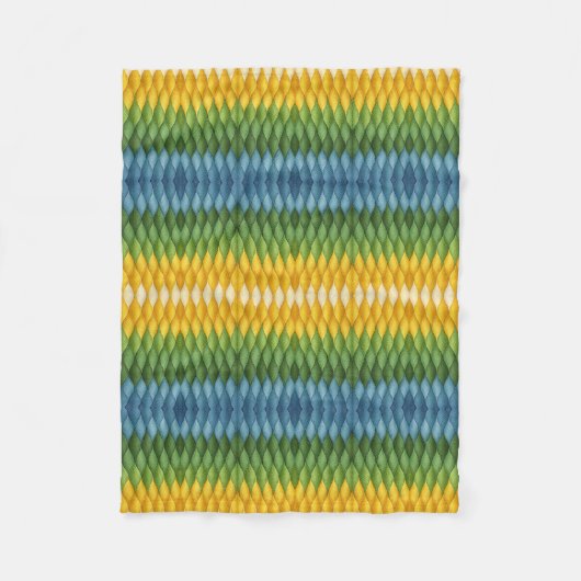 Gelbgrüne geometrische Wellenmuster-Flieblanke Fleecedecke (Vorderseite)