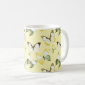 Gelbgrüne Schmetterlinge Kaffeetasse (VorderseiteRechts)