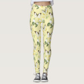 Gelbgrüne Schmetterlinge Leggings (Vorderseite)