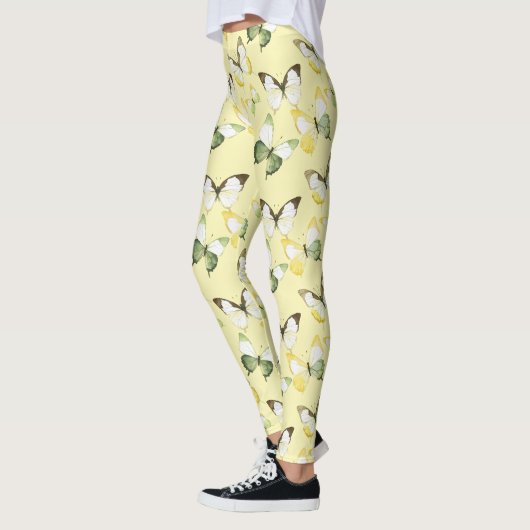 Gelbgrüne Schmetterlinge Leggings (Links)