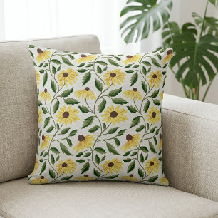 Gelbgrüne Sonnenblume Aquarell Wildblume Kissen