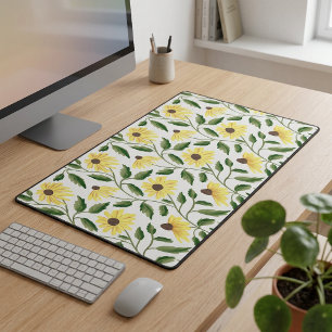 Gelbgrüne Sonnenblume Aquarell Wildblume Schreibtischunterlage