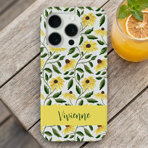 Gelbgrüne Sonnenblume Wasserfarbe Wildblumen Name Case-Mate iPhone Hülle