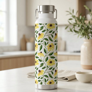 Gelbgrüne Sonnenblume Wildblume Wasserfarbe Trinkflasche