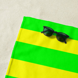 Gelbgrüne und Limettengrüne Streifen Strandtuch