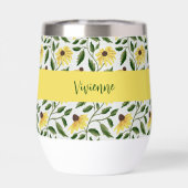 Gelbgrüne Wildblumen-Wasserfarbe-Monogramm-Name (Rückseite)