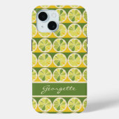 Gelbgrüne Zitrone Limoner Monogramm-Name Case-Mate iPhone Hülle (Rückseite)