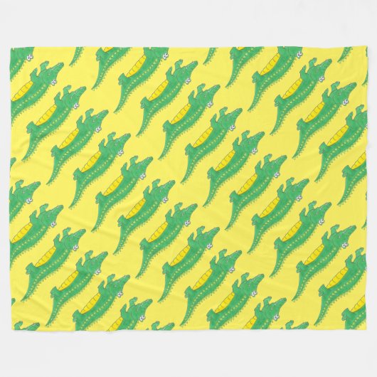 Gelbgrüner Alligator Krokodile Gator Croc Animal Fleecedecke (Vorderseite (Horizontal))