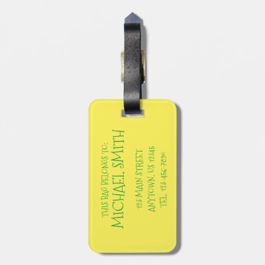 Gelbgrüner Alligator Krokodile Gator Croc Animal Gepäckanhänger (Rückseite vertikal)