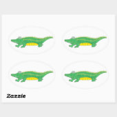 Gelbgrüner Alligator Krokodile Gator Croc Animal Ovaler Aufkleber (Blatt)