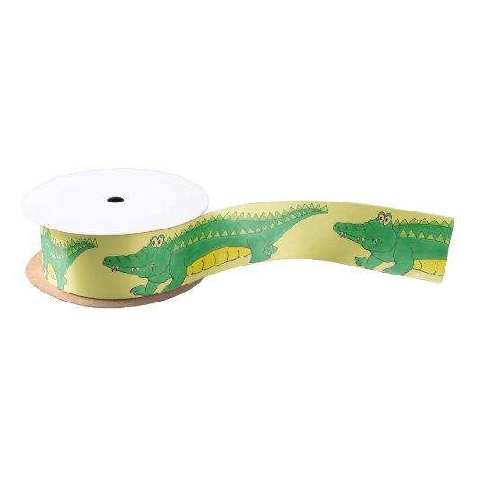 Gelbgrüner Alligator Krokodile Gator Croc Animal Satinband (Spule)