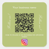 Gelbgrüner Firmenname qr Codeinstagramm Quadratischer Aufkleber (Vorderseite)
