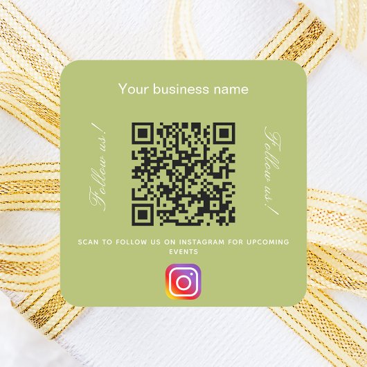 Gelbgrüner Firmenname qr Codeinstagramm Quadratischer Aufkleber