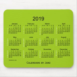 Gelbgrüner Kalender 52 Wochen-2019 durch Janz Mousepad