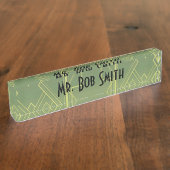 Gelbgrüner Kunst-Deko-Namensschild Namensplakette (Seite)