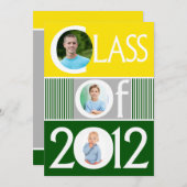 Gelbgrüner Multi-Foto Abschluss Einladung (Vorne/Hinten)