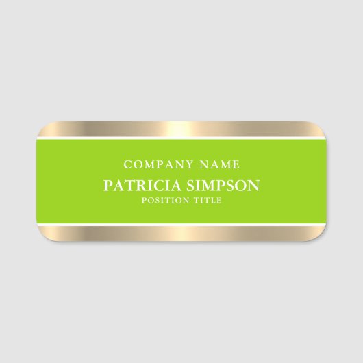 Gelbgrünes Gold sorgen für ein sauberes und modern Namensschild (Vorderseite)