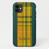 Gelbgrünes kariertes Muster iPhone Case (Rückseite)