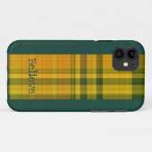 Gelbgrünes kariertes Muster iPhone Case (Rückseite (Horizontal))
