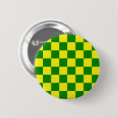 Gelbgrünes Schachbrettmuster für Karos Button (Vorne & Hinten)