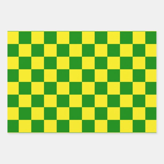 Gelbgrünes Schachbrettmuster für Karos Geschenkpapier Set (Vorderseite)