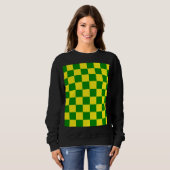 Gelbgrünes Schachbrettmuster für Karos Sweatshirt (Vorne ganz)
