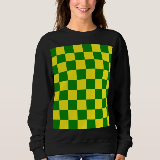Gelbgrünes Schachbrettmuster für Karos Sweatshirt (Vorderseite)