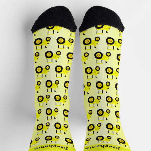 Gelbgut Traktor Design Personalisiert Socken (Oben)