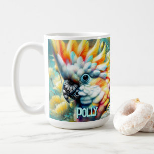 Gelbhaubenkakadu mit personalisierten Mohnblumen Kaffeetasse